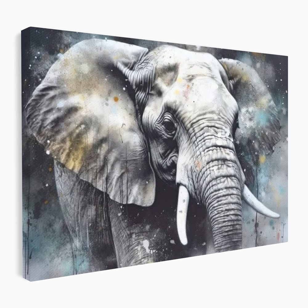 Tablou canvas cu tablou canvas cu cap de elefant, fara rama, pe sasiu de lemn